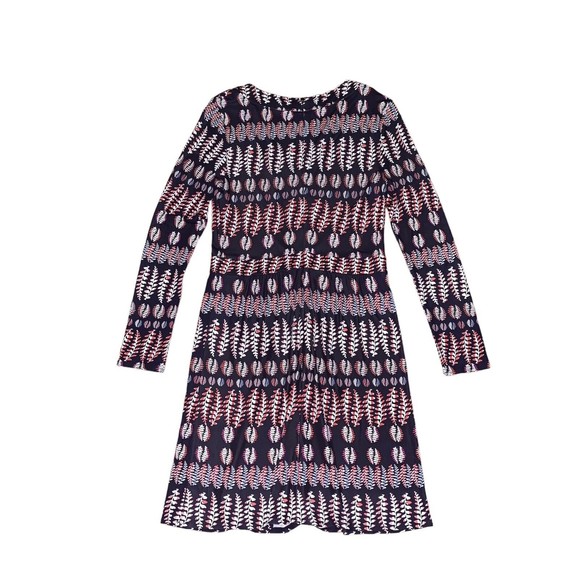 Tory Burch Mini Dress Women's Small Viscose Fantasy Navy V Neck Long Sleeve‎ Zip - Picture 3 of 5